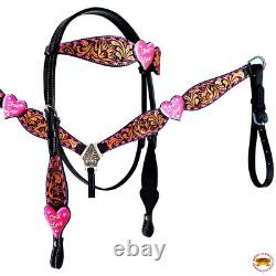 Hilason Western Horse Headstall Breast Collar Set American Leather Floral U-SET