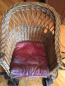Horse Equestrian Saddle Child Seat Basket Saddle Vintage Wicker Leather