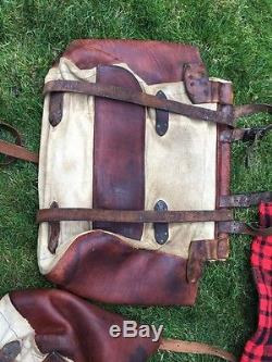 Horse Pack Saddle Bags Vintage Western Leather Canvas