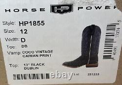 Horse Power 13 Black Dublin Mens CoCo Vintage Caiman Print Size 12