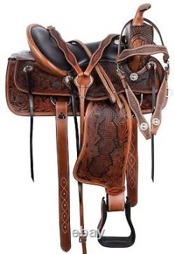 Horse Saddle Western Trail Barrel Classic Tooled Leather Tack 15 16 17 18