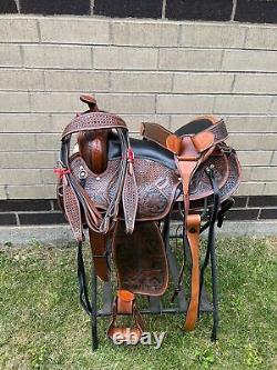Horse Saddle Western Used Trail Leather Antique Round Skirt Tack 17