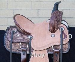 Horse Saddle Western Used Trail Roping Roper Tooled Leather Tack Set 12 13 14