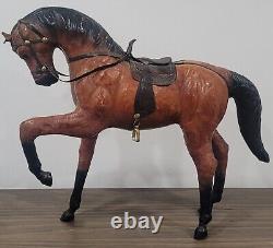 Horse Statue Figurine Vintage Country Leather Wrapped Farmhouse