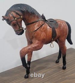 Horse Statue Figurine Vintage Country Leather Wrapped Farmhouse