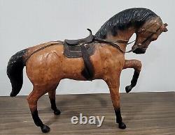 Horse Statue Figurine Vintage Country Leather Wrapped Farmhouse