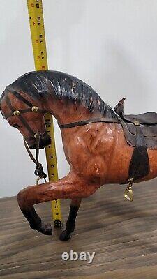 Horse Statue Figurine Vintage Country Leather Wrapped Farmhouse