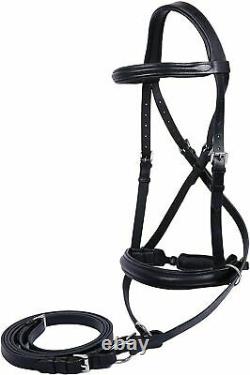 Horse Western Leather Beaded Bitless Sidepull Bridle Reins Ship from USA