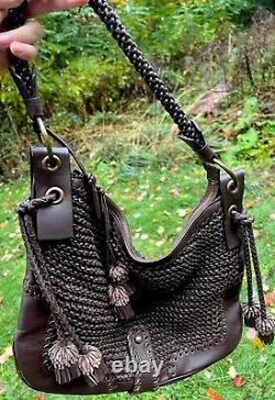 ISABELLA FIORE GLORY MOLLY Knit/Crocheted Tasseled MG Handbag HOBO RARE MG