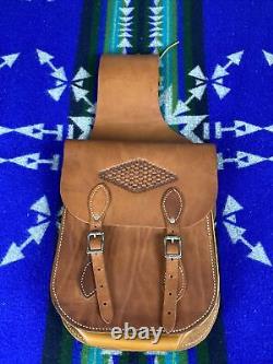 Idaho Leather Company Vintage Brown Leather Horse Saddle Bag NOS 80s