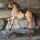 Incredible Antique Or Vintage Horse Pull Toy Leather Wood Iron Handmade