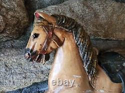 Incredible Antique Or Vintage Horse Pull Toy Leather Wood Iron Handmade