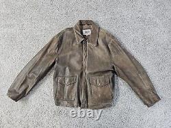 Indiana Jones Brown Distressed Leather Bomber Jacket Men Sz L Made in Korea Vtg