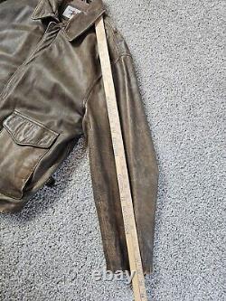 Indiana Jones Brown Distressed Leather Bomber Jacket Men Sz L Made in Korea Vtg