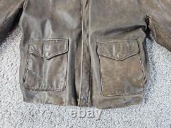 Indiana Jones Brown Distressed Leather Bomber Jacket Men Sz L Made in Korea Vtg