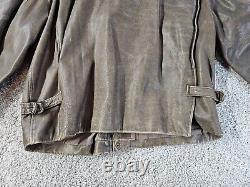 Indiana Jones Brown Distressed Leather Bomber Jacket Men Sz L Made in Korea Vtg