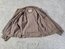 Indiana Jones Brown Distressed Leather Bomber Jacket Men Sz L Made in Korea Vtg