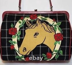 Isabella Fiore Lucky Darla Kentucky Derby Embellished Rose Push Top Handbag $400