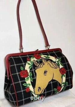 Isabella Fiore Lucky Darla Kentucky Derby Embellished Rose Push Top Handbag $400