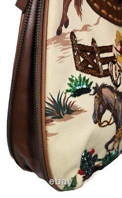 Isabella Fiore Vintage Y2k Western Rodeo Bronco Beaded Cowboy Lasso Handbag $435