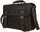 Iswee Mens Vintage Crazy Horse Cowhide Leather Briefcase Traveling Shoulder B