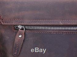 Iswee Vintage Crazy Horse Cowhide Leather Tote Briefcase Messenger Bag Shoulder