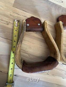 J M Capriola Rawhide Wrapped Western Bell Stirrups Vintage Horse Tack