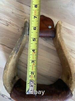 J M Capriola Rawhide Wrapped Western Bell Stirrups Vintage Horse Tack