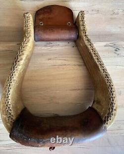 J M Capriola Rawhide Wrapped Western Bell Stirrups Vintage Horse Tack