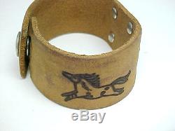 Jes Maharry Vintage Brown Leather Sterling Horse Bracelet No Reserve 26gr
