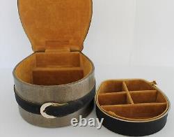 Jewelry Box Vintage Equestrian Horseshoe Metal Leather Horse Finial