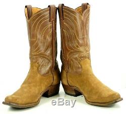 Justin Brown Rough Out Suede Cowboy Western Boots Vintage US Made Men's 11.5 D