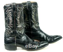 Justin Ft Worth Black Cowboy Boots Pointy Toe Vintage 70s US Made Men's 11.5 D