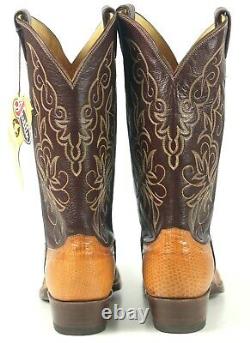 Justin Golden Lizard Western Cowboy Boots Vintage US Made Tags NOS Men's 11 B