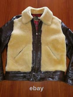 Kumajan Horse Leather Sheepskin Grizzly Jacket Toyo Enterprise Size 40