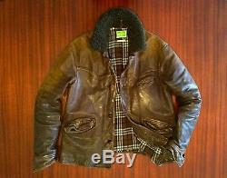 LVC Levi's Vintage Made In Italy Distressed Horse Leather Jacket Brown Men's M