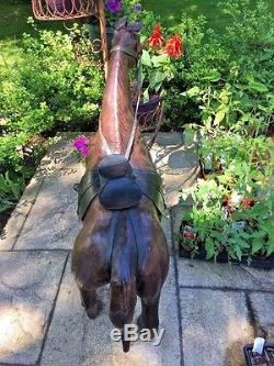 Large 35H Vintage Leather Horse Statue Sculpture