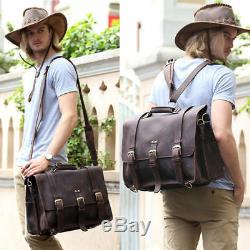 Large Cool Vintage Bull Leather Backpack Saddle Bag Laptop Shoulder Bag Handbag