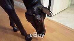 Large Vintage Leather Covered Horse Statue