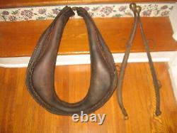 Large Vintage Leather Horse Collar Yolk WithHames Brass knobs Rustic Western Decor
