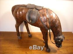 Large Vintage Leather Horse Figurine 18 Tall