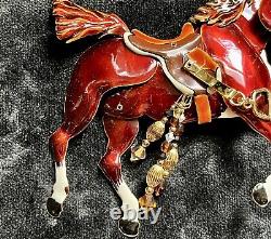 Large Vintage Lunch at the Ritz Horse Pin/Brooch Tack and Leather