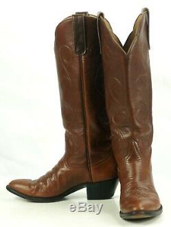 Larry Mahan Brown Knee Hi 17 Tall Western Cowboy Boots Vintage US Made Womens 8