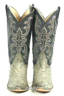Larry Mahan Ostrich Cowboy Boots Ornate 10-Row Stitch Vintage US Made Women 9.5