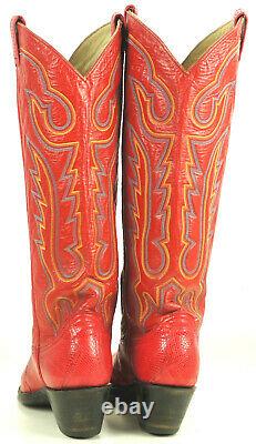 Larry Mahan Red Lizard Tall Knee High Cowboy Boots Vintage US Made Women's 6.5 M