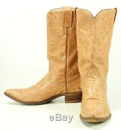 Larry Mahan Vintage Women's Western Cowboy Boots Snip Toe Tooled Embossed 10 B