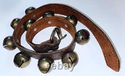 Leather & 10 Brass Jingle Bells Collar Sleigh Horse Cow Holiday Parade Vintage
