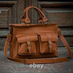 Leather Business Briefcase for Men Vintage Crazy Horse Leather Bag