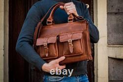 Leather Business Briefcase for Men Vintage Crazy Horse Leather Bag