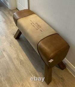 Leather & Canvas Bench Pommel Horse Dining Seat Dressing Table Hallway Bathroom